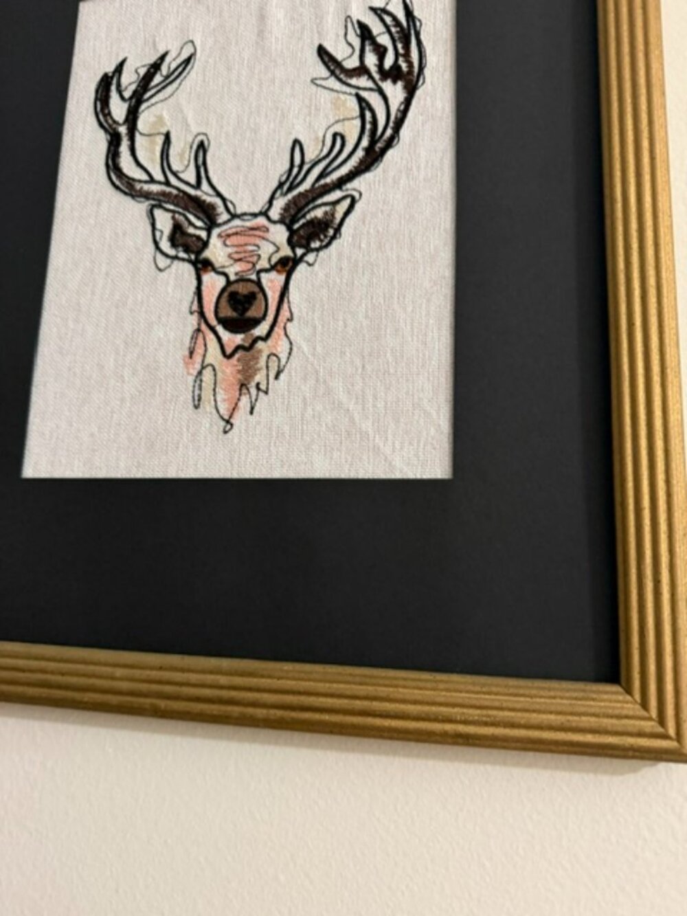 Homemade Deer Embroidered Framed Art 11X14 - Picture 4 of 6